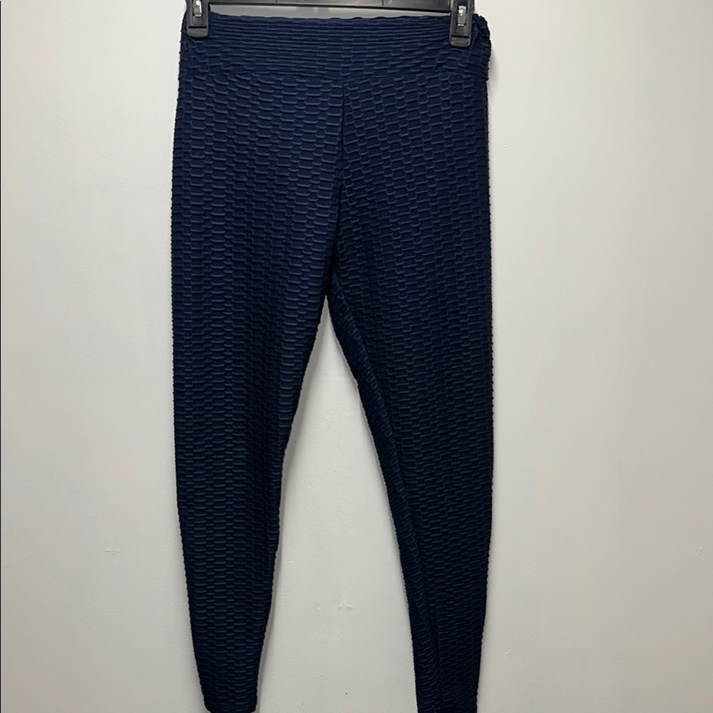 Navy Textured Leggings